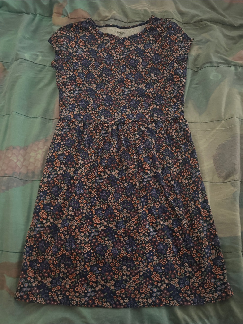Carter's Navy Dress with Pink & Blue Floral Print